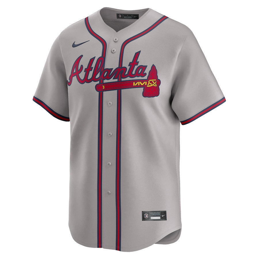 Atlanta Braves Away Limited Custom Men Jersey - Gray
