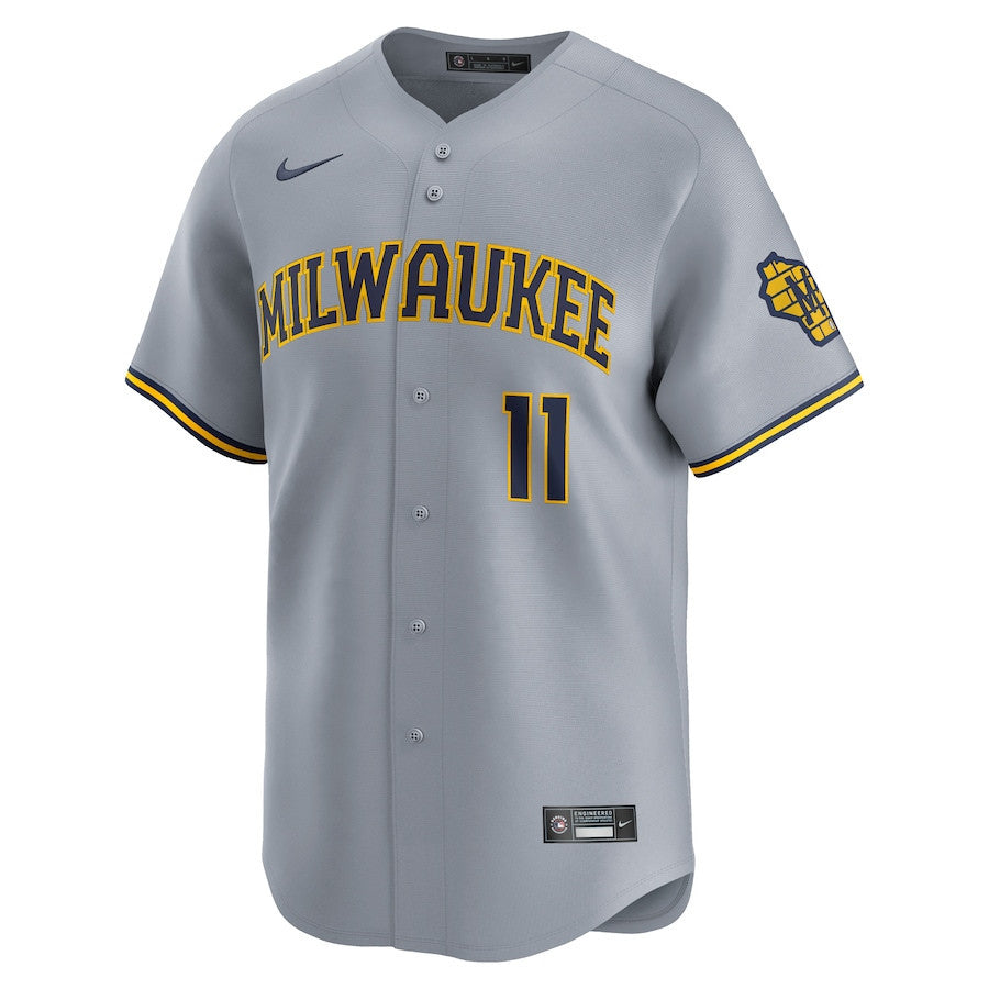 Jackson Chourio 11 Milwaukee Brewers Away Limited Men Jersey - Gray
