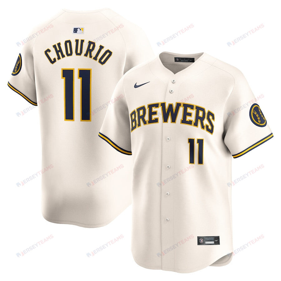 Jackson Chourio 11 Milwaukee Brewers Home Limited Men Jersey - Cream