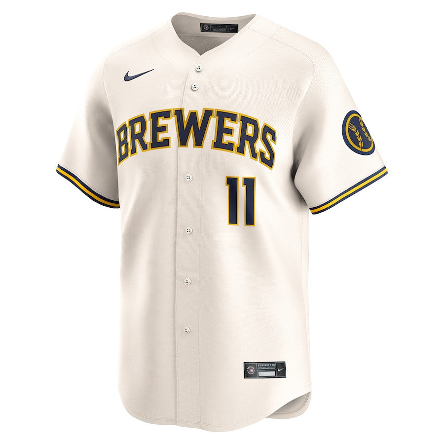 Jackson Chourio 11 Milwaukee Brewers Home Limited Men Jersey - Cream