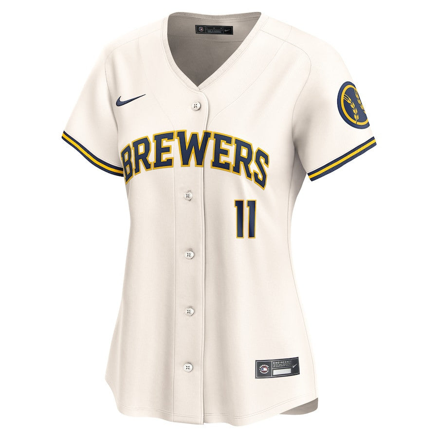 Jackson Chourio 11 Milwaukee Brewers Home Limited Women Jersey - Cream