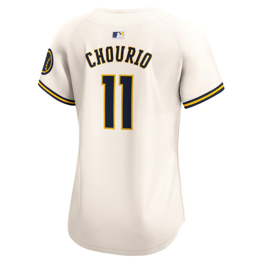 Jackson Chourio 11 Milwaukee Brewers Home Limited Women Jersey - Cream