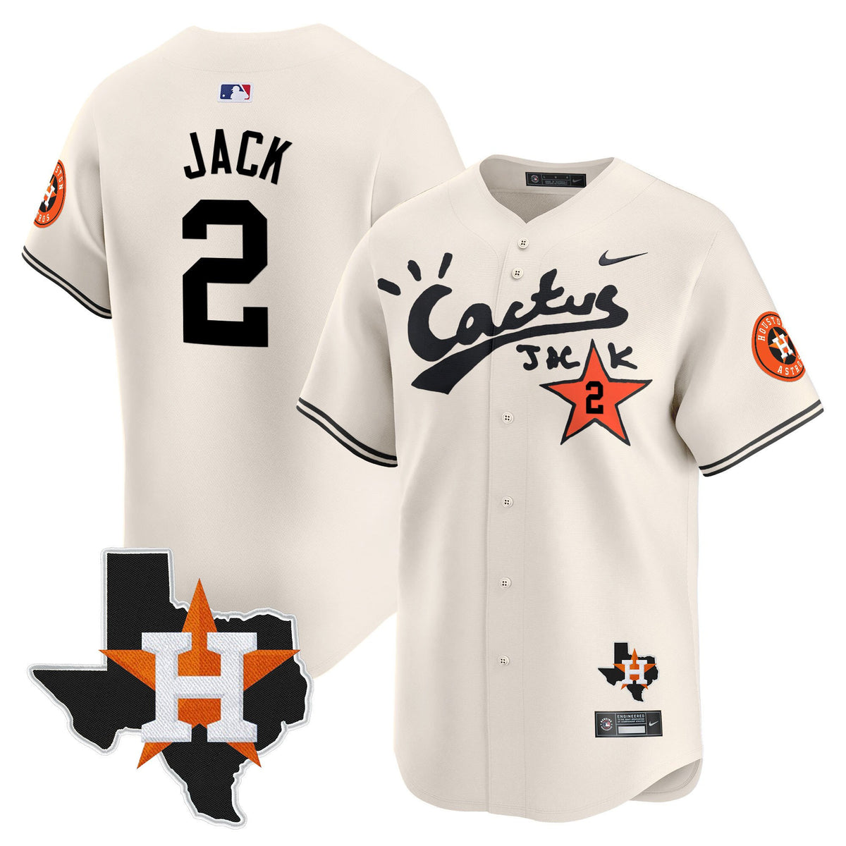 Jack 2 Houston Astros Cactus Jack Limited Jersey Houston Patch - Men