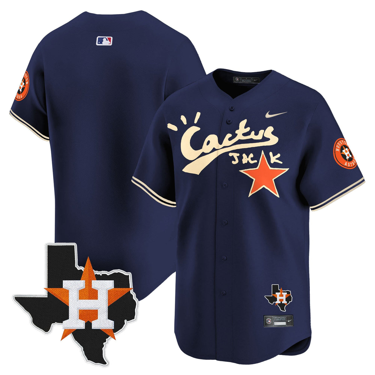 Yordan Alvarez 44 Houston Astros Cactus Jack Houston Patch Navy Limited Jersey - Men
