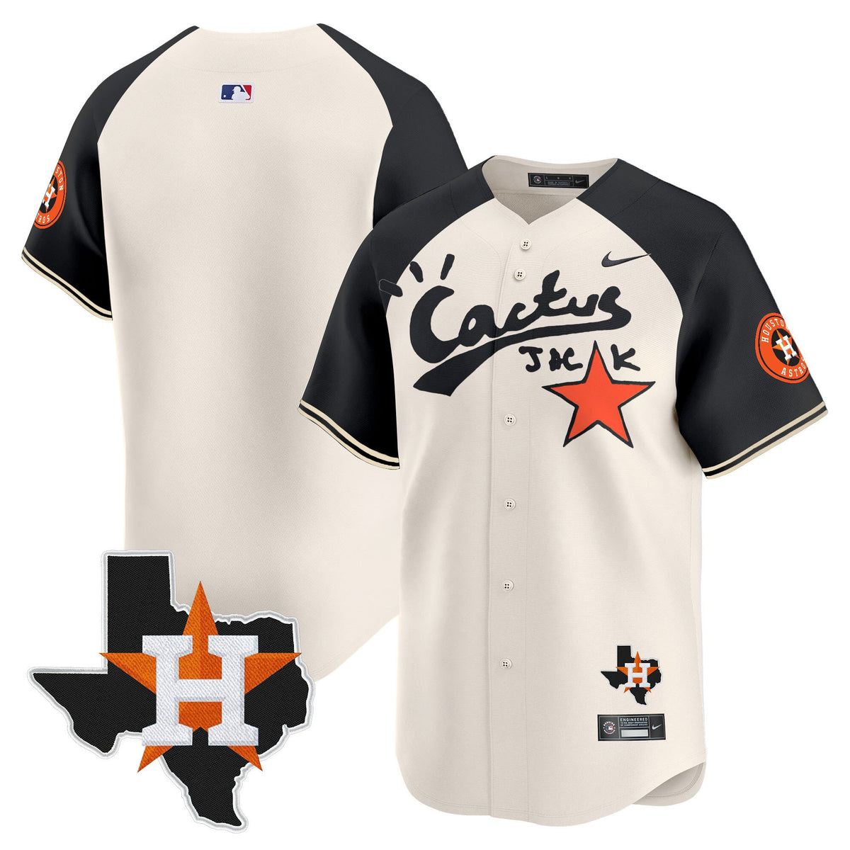 Justin Verlander 35 Houston Astros Cactus Jack Houston Patch Limited Jersey - Men, Cream Alternate