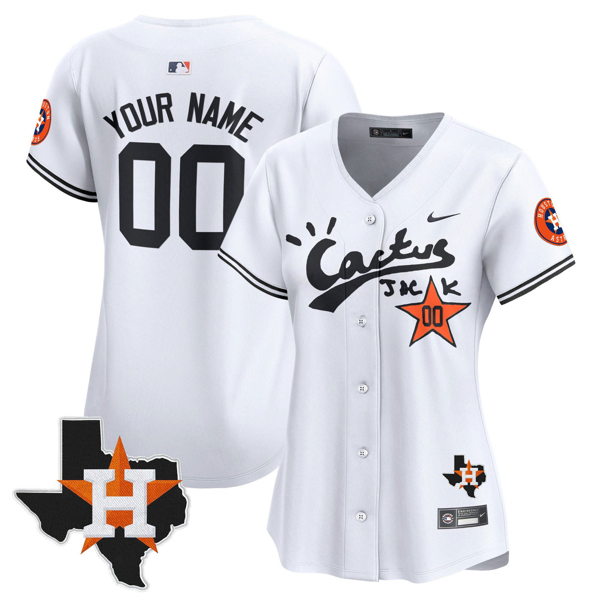Houston Astros Cactus Jack Houston Patch Customized Limited Women Jersey