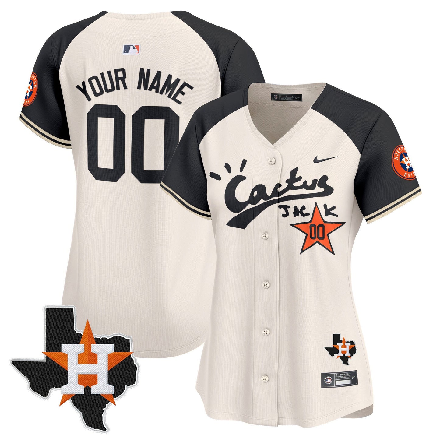 Houston Astros Cactus Jack Houston Patch Customized Limited Women Jersey