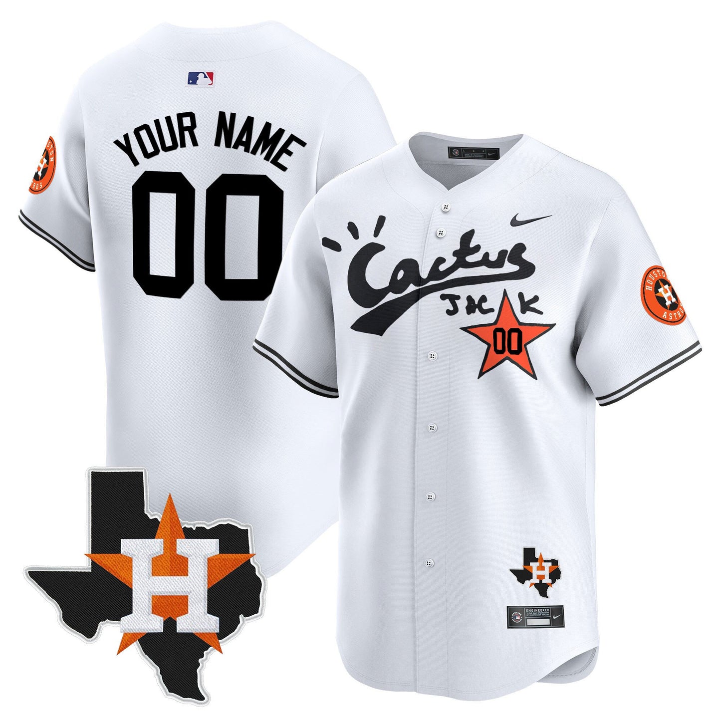 Houston Astros Cactus Jack Houston Patch Customized Limited Jersey - Men