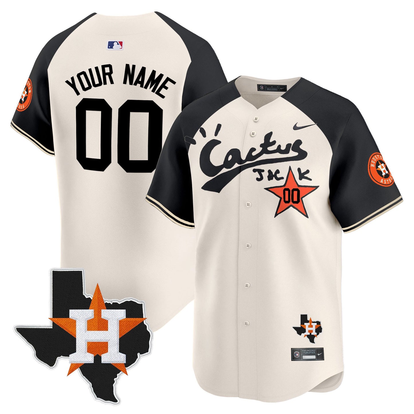 Houston Astros Cactus Jack Houston Patch Customized Limited Jersey - Men