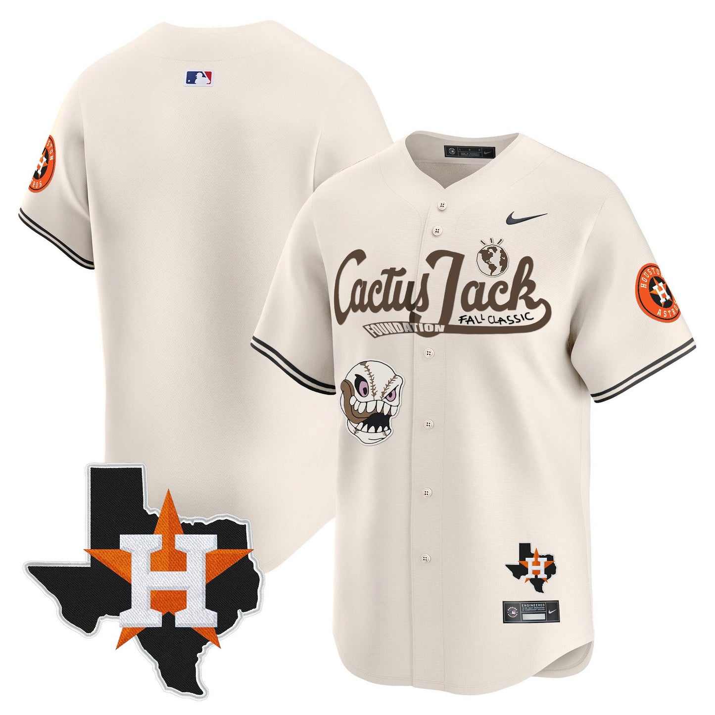 Yordan Alvarez 44 Houston Astros Cactus Jack Foundation Fall Classic Limited Jersey - Men, Cream
