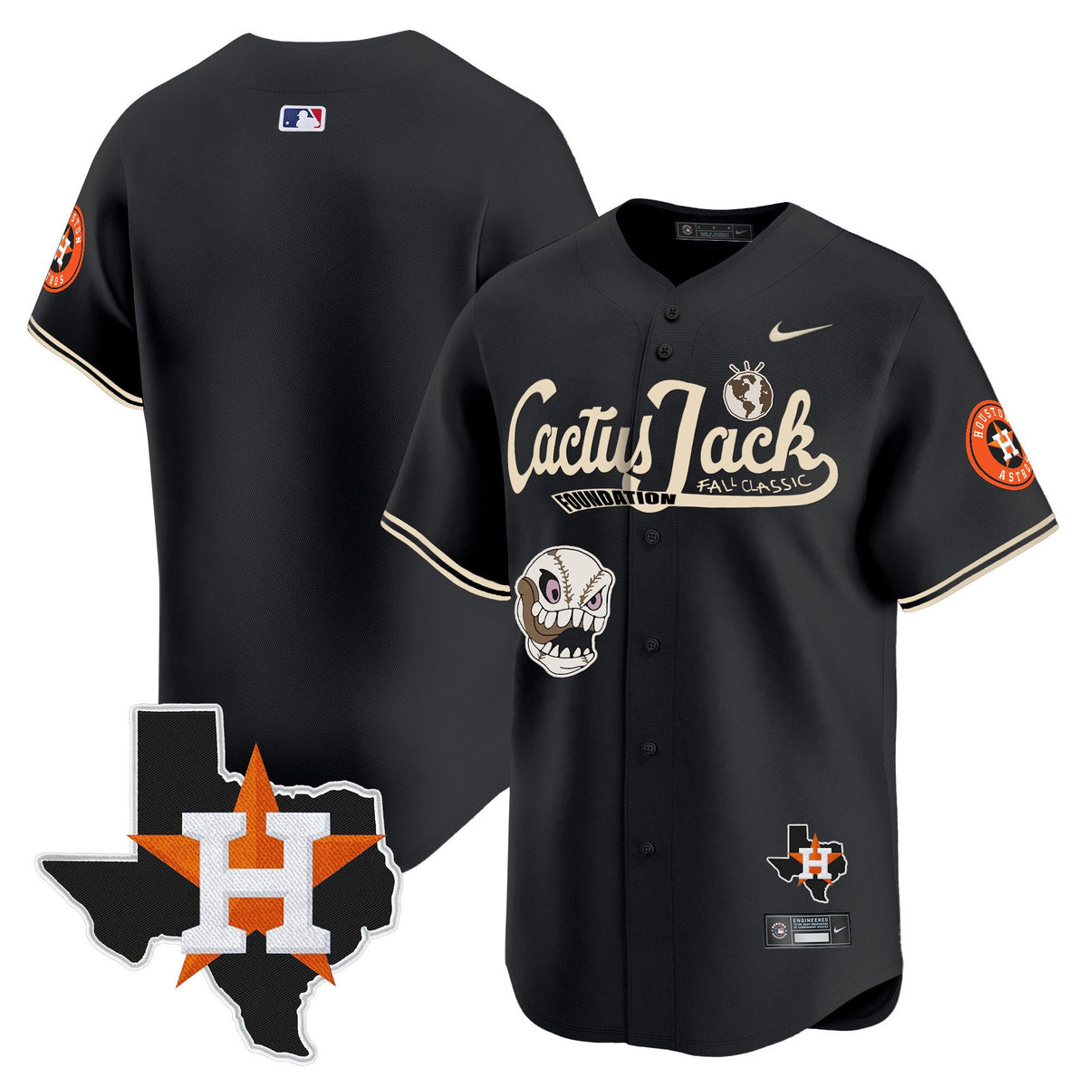 Houston Astros Cactus Jack Foundation Fall Classic Black Limited Jersey - Men