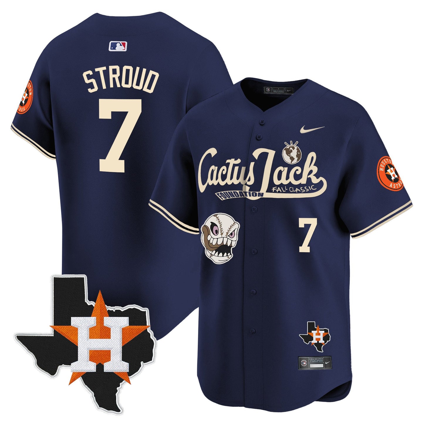 CJ. Stroud 7 Houston Astros Cactus Jack Foundation Fall Classic Limited Jersey - Men