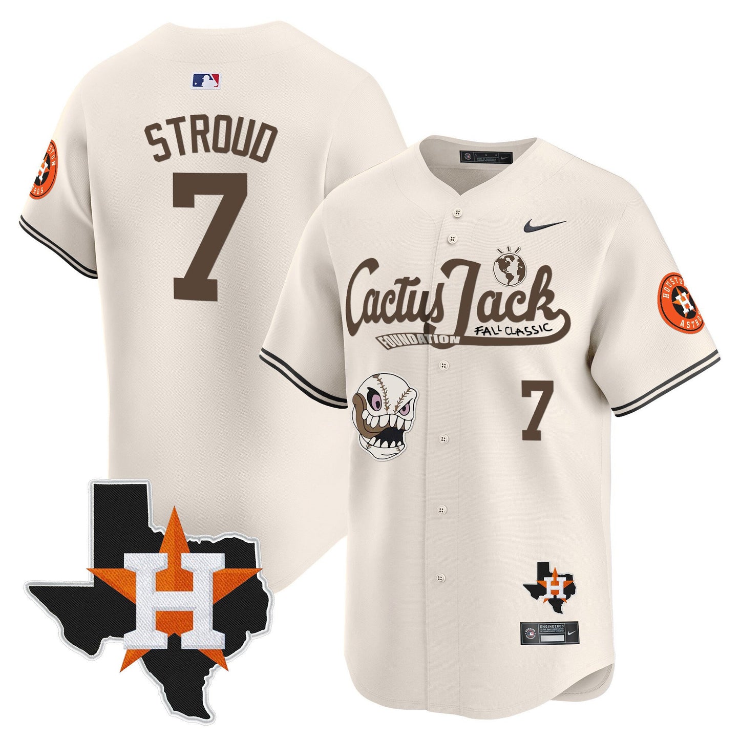 CJ. Stroud 7 Houston Astros Cactus Jack Foundation Fall Classic Limited Jersey - Men