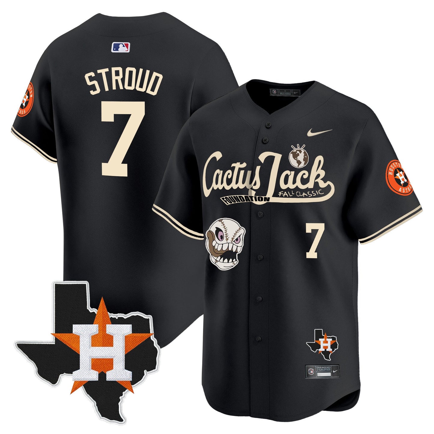 CJ. Stroud 7 Houston Astros Cactus Jack Foundation Fall Classic Limited Jersey - Men
