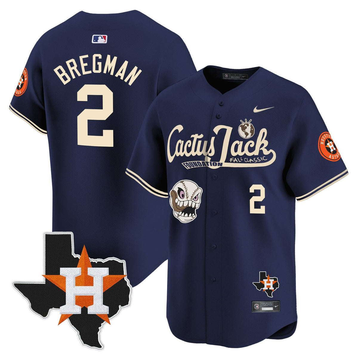 Alex Bregman 2 Houston Astros Cactus Jack Foundation Fall Classic Limited Jersey - Men