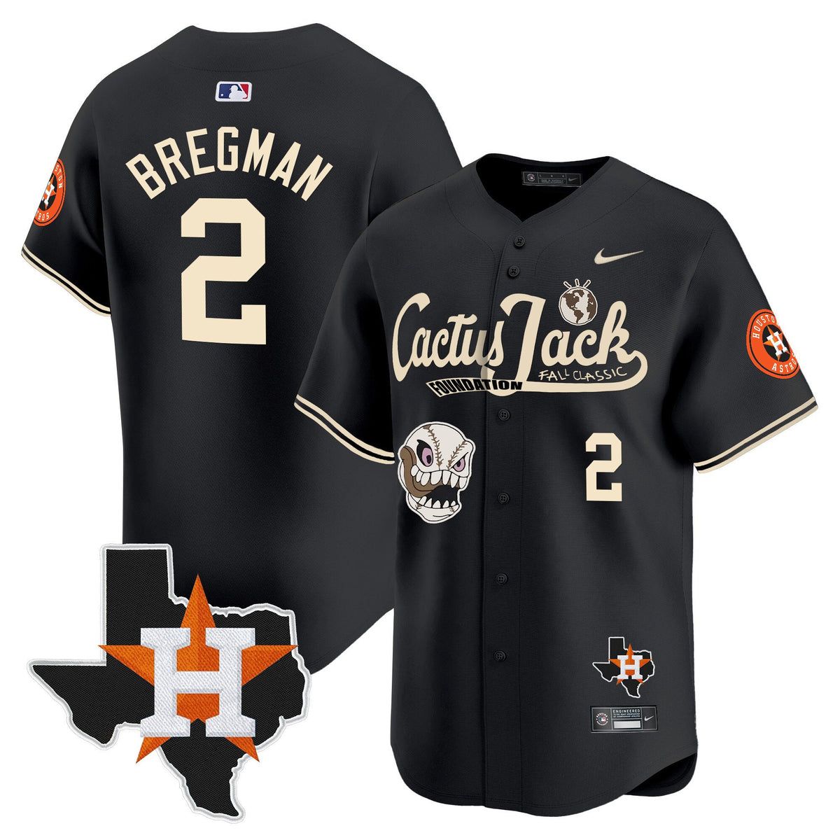 Alex Bregman 2 Houston Astros Cactus Jack Foundation Fall Classic Limited Jersey - Men