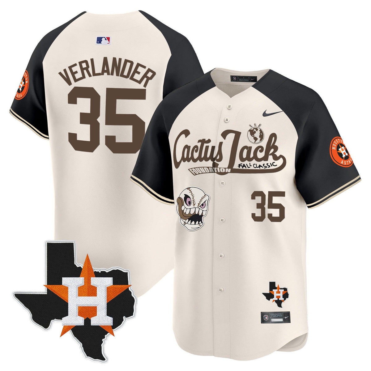 Justin Verlander 35 Houston Astros Cactus Jack Foundation Fall Classic Limited Jersey - Men