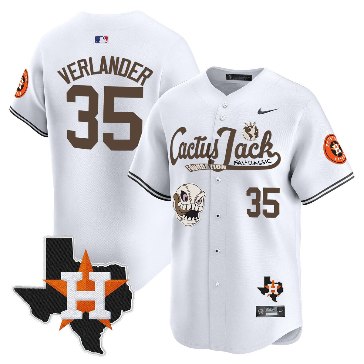 Justin Verlander 35 Houston Astros Cactus Jack Foundation Fall Classic Limited Jersey - Men