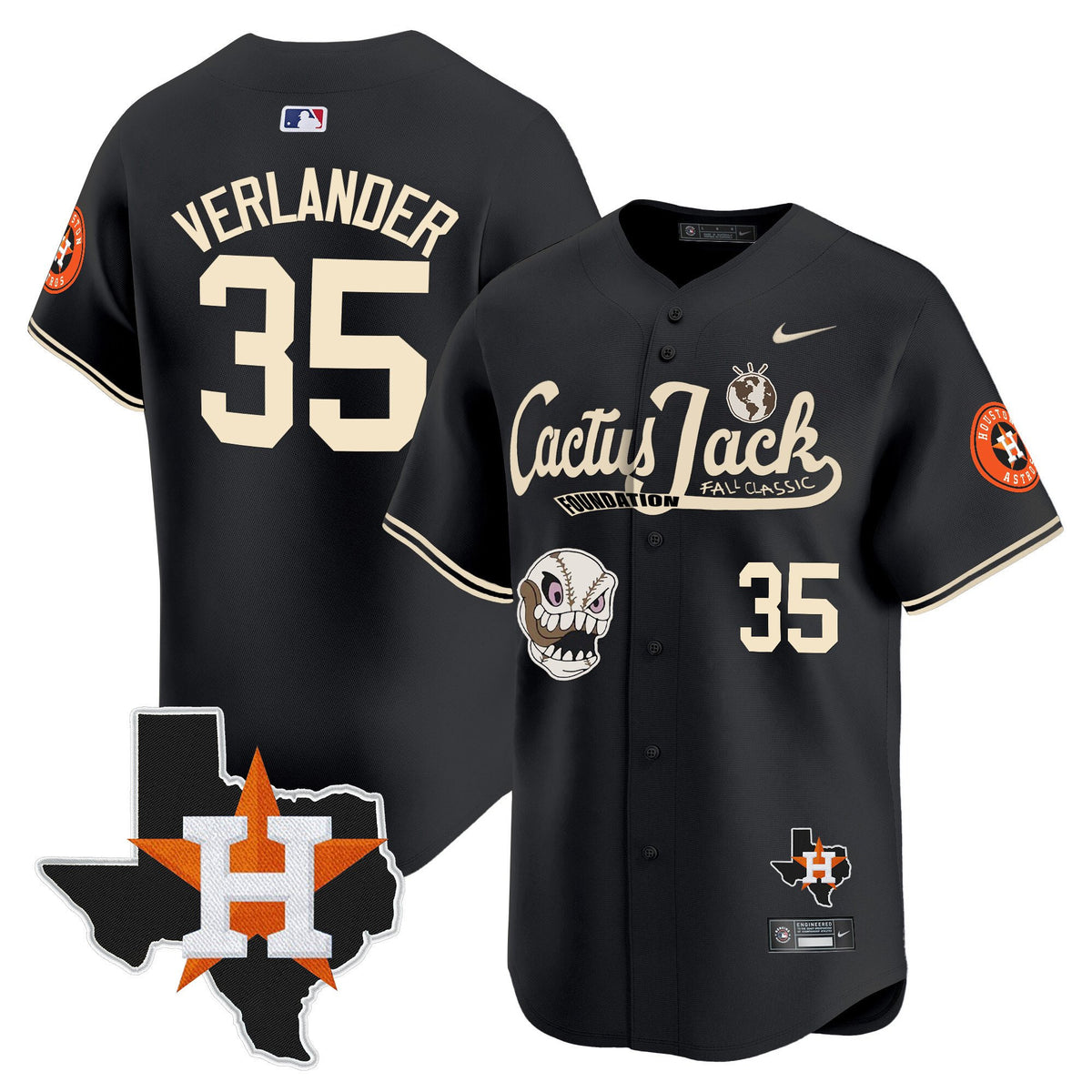 Justin Verlander 35 Houston Astros Cactus Jack Foundation Fall Classic Limited Jersey - Men