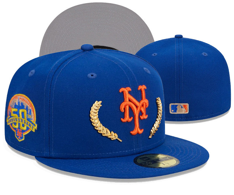 New York Mets 50 Anniversary Patch 59FIFTY Snapback Hat - Royal