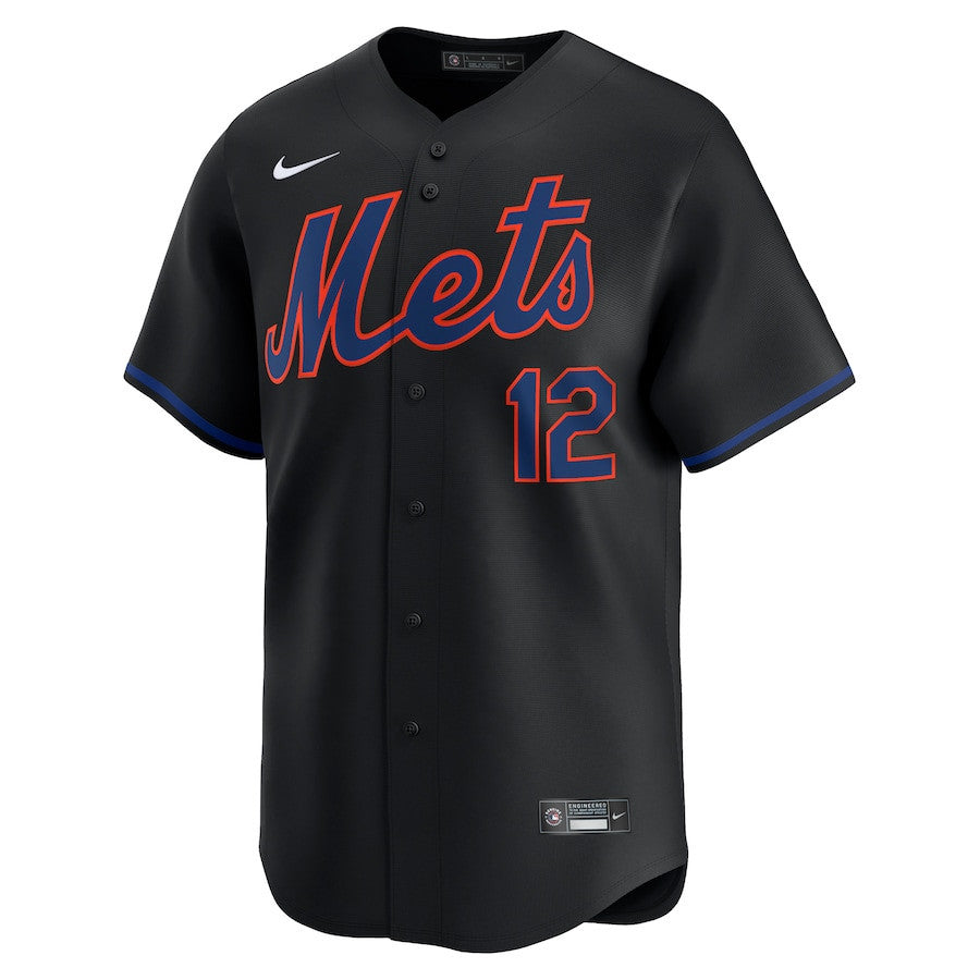 Francisco Lindor 12 New York Mets Alternate Limited Men Jersey - Black