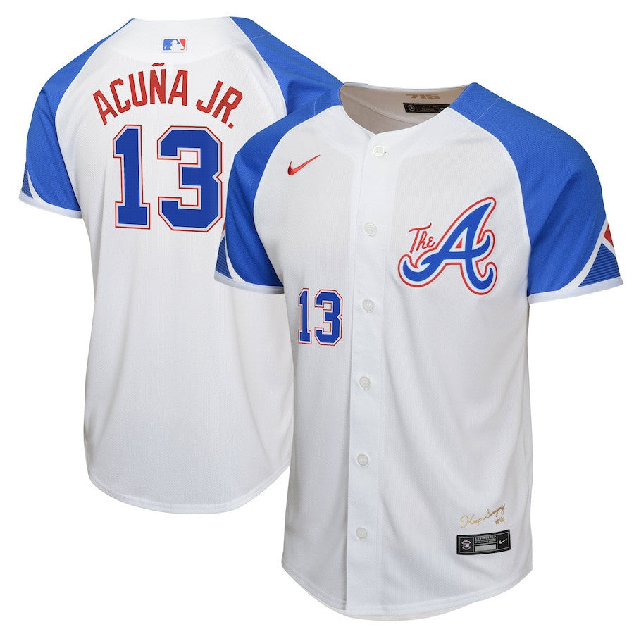 Ronald Acuña Jr. 13 Atlanta Braves City Connect Limited YOUTH Jersey - White