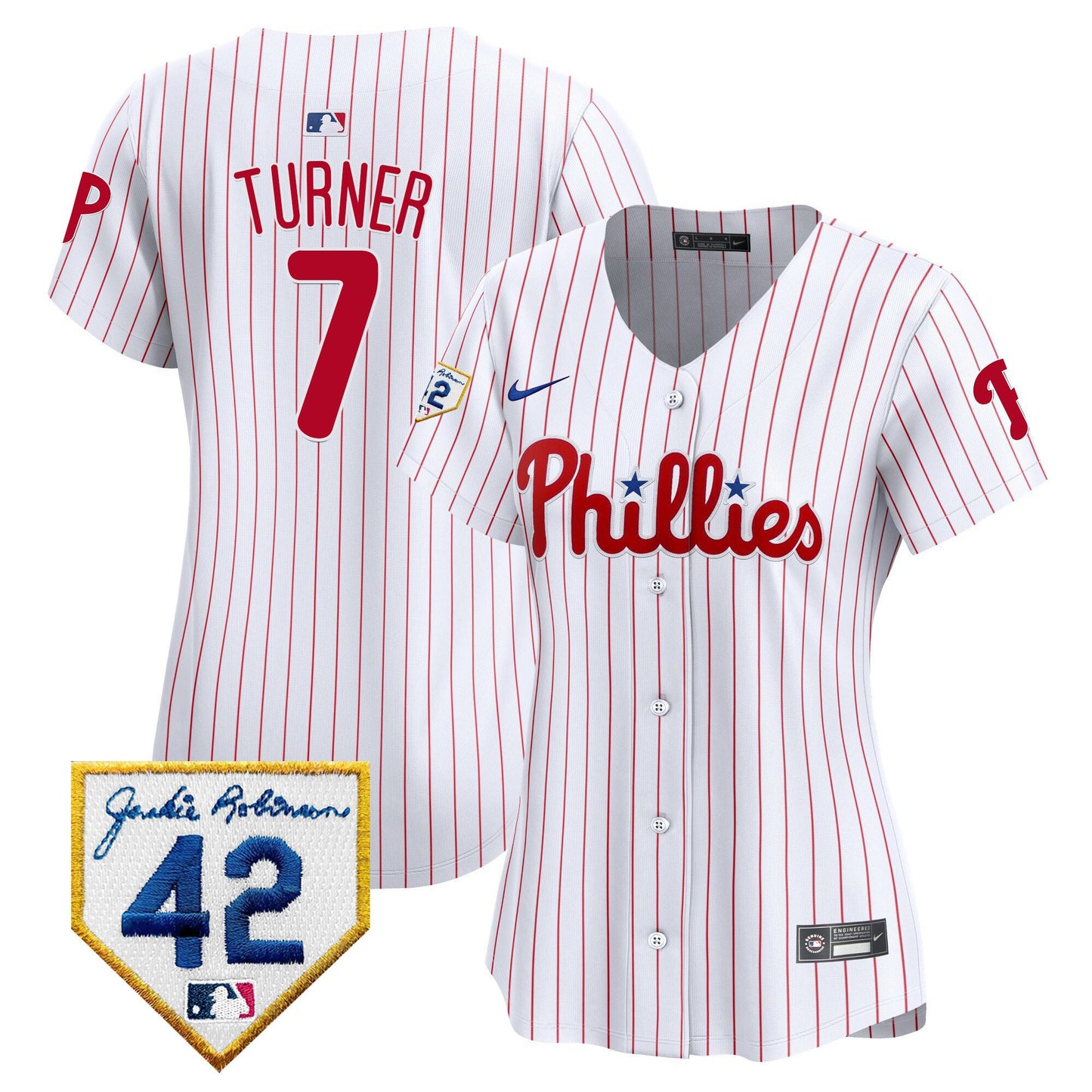 Trea Turner 7 Philadelphia Phillies 2024 Jackie Robinson Patch Women Jersey - White