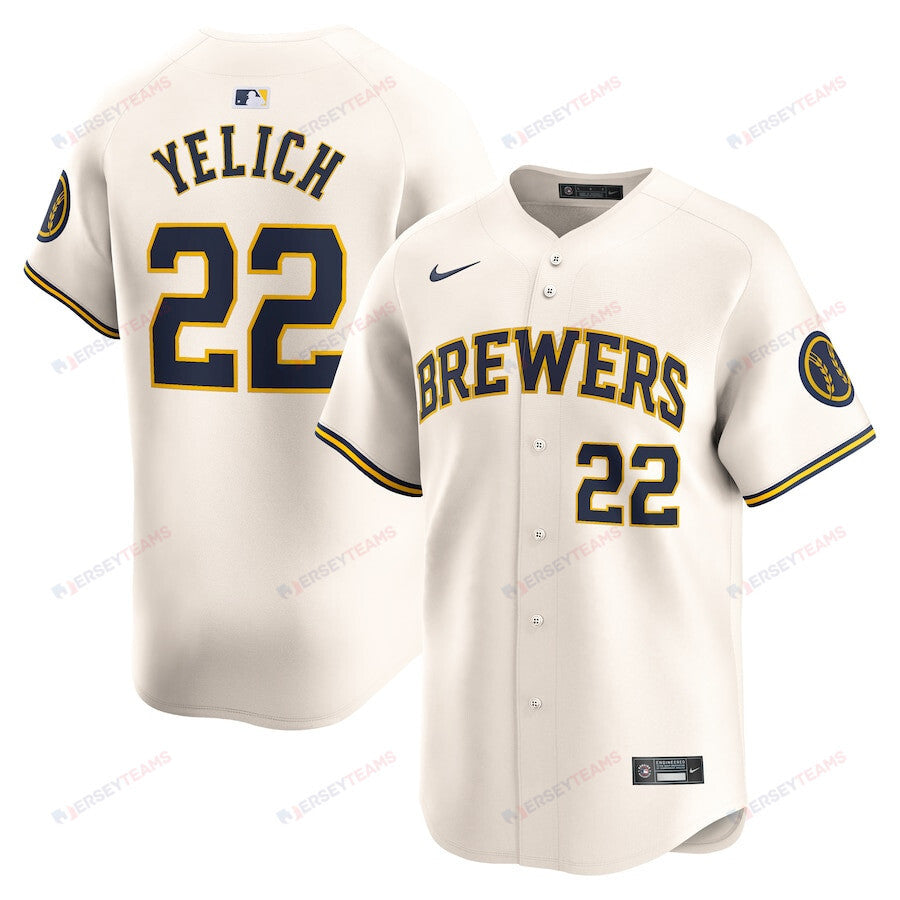 Christian Yelich 22 Milwaukee Brewers Home Limited YOUTH Jersey - Cream