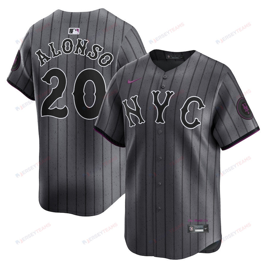 Pete Alonso 20 New York Mets 2024 City Connect Limited Men Jersey - Graphite