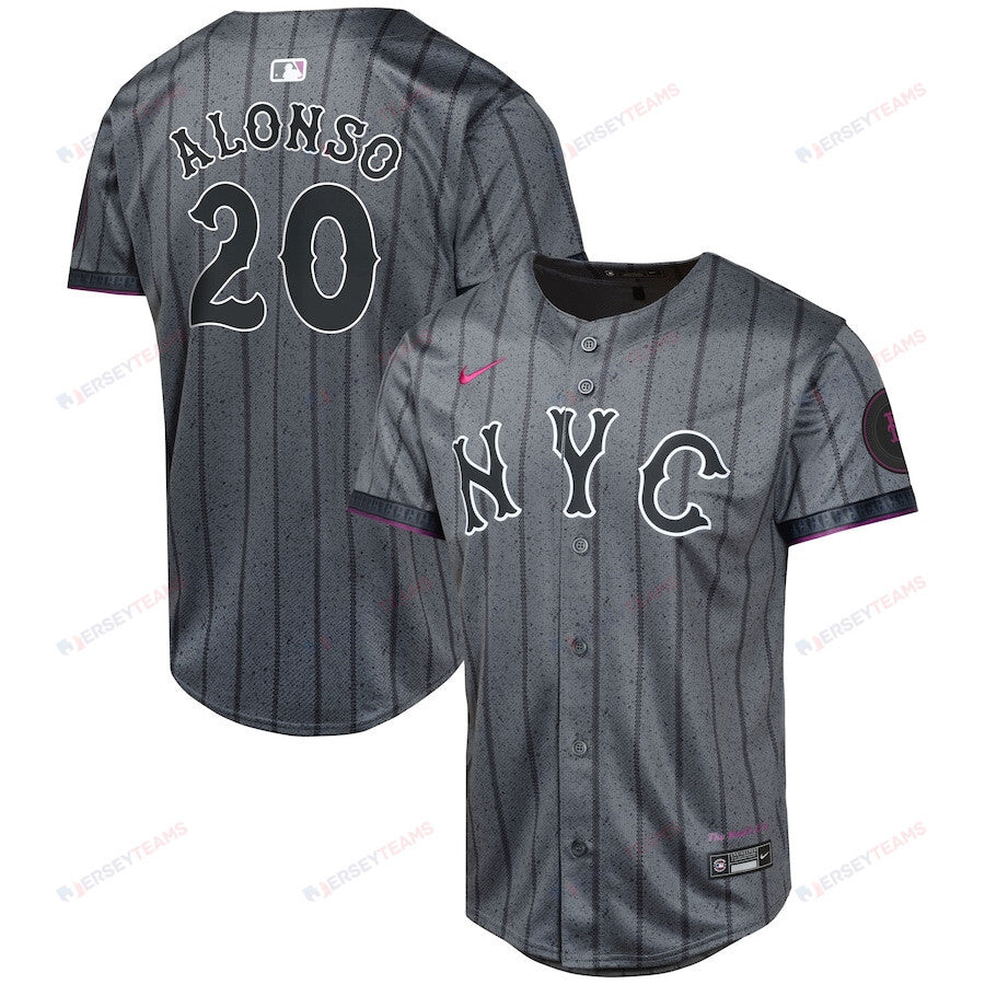 Pete Alonso 20 New York Mets 2024 City Connect Limited YOUTH Jersey - Graphite