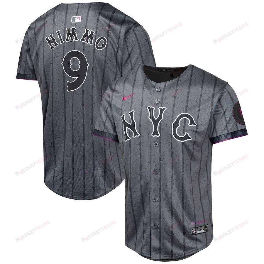Brandon Nimmo 9 New York Mets 2024 City Connect Limited YOUTH Jersey - Graphite