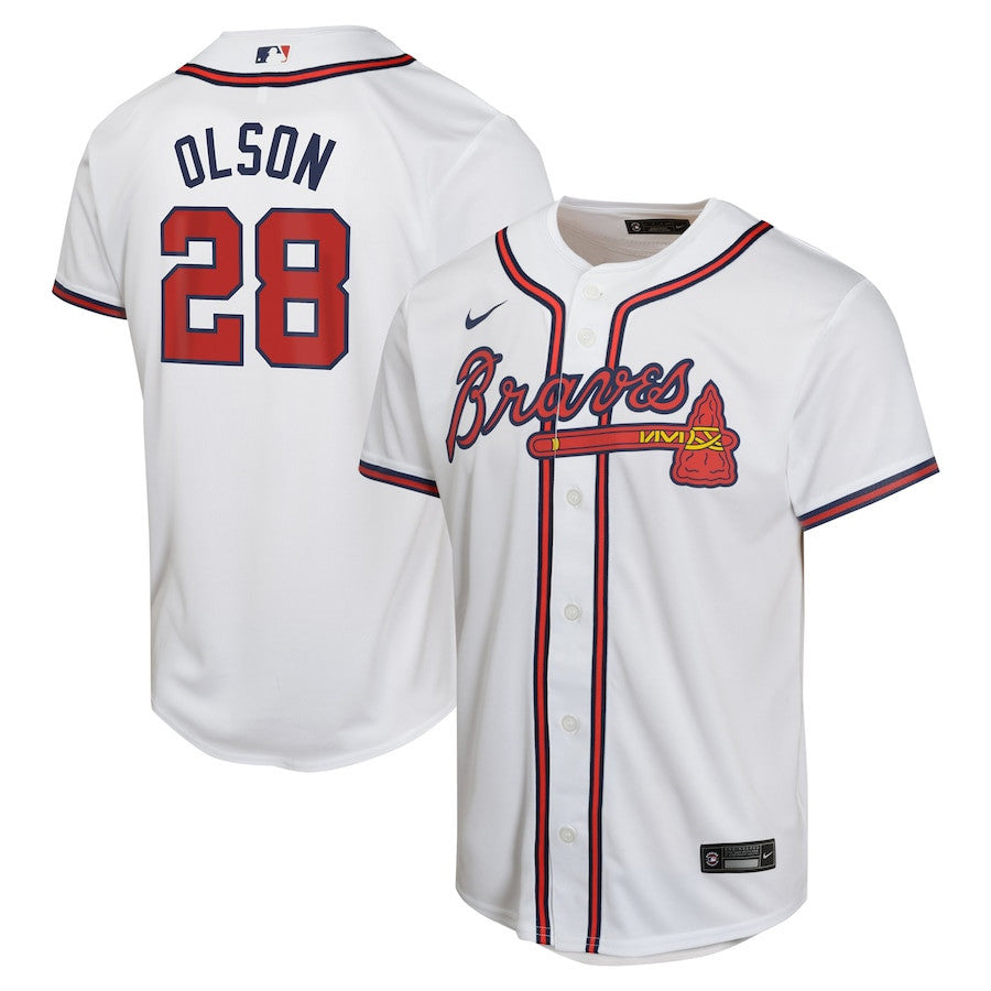 Matt Olson 28 Atlanta Braves Home Game Player YOUTH Jersey - White