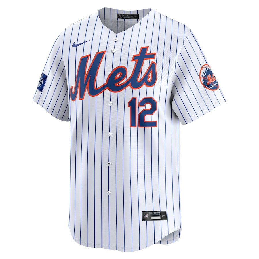 Francisco Lindor 12 New York Mets 2024 MLB World Tour London Series Home Limited Player Men Jersey - White