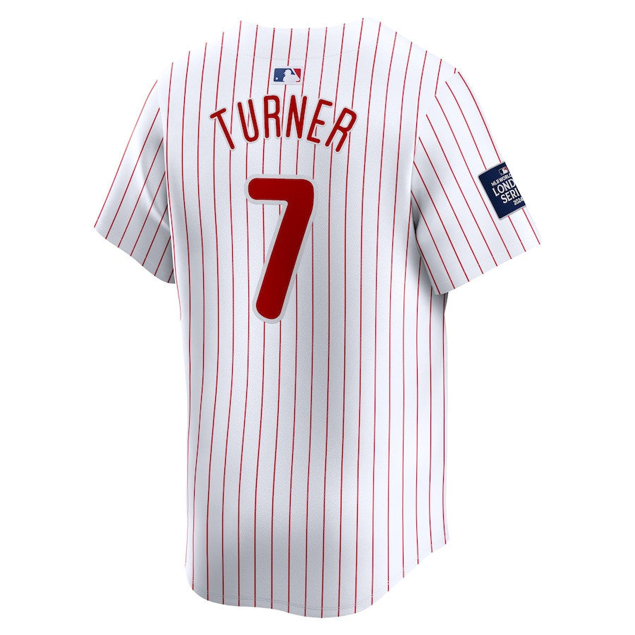 Trea Turner 7 Philadelphia Phillies 2024 MLB World Tour London Series Home Limited Player Men Jersey - White