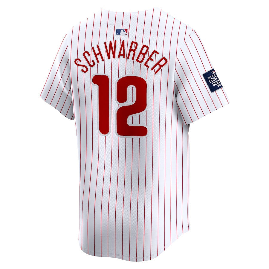 Kyle Schwarber 12 Philadelphia Phillies 2024 MLB World Tour London Series Home Limited Player Men Jersey - White