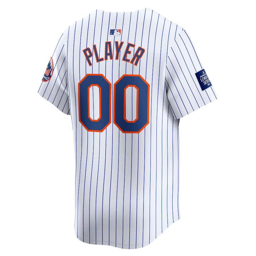 New York Mets 2024 MLB World Tour London Series Home Limited Custom Men Jersey - White