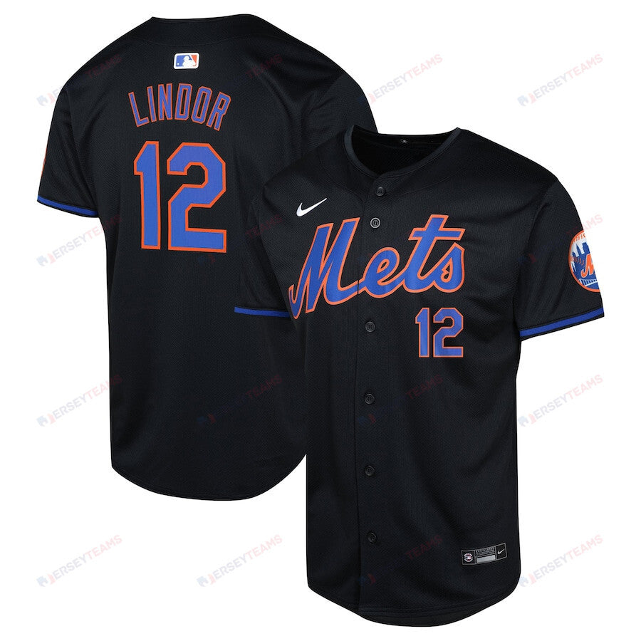 Francisco Lindor 12 New York Mets Alternate Limited YOUTH Jersey - Black