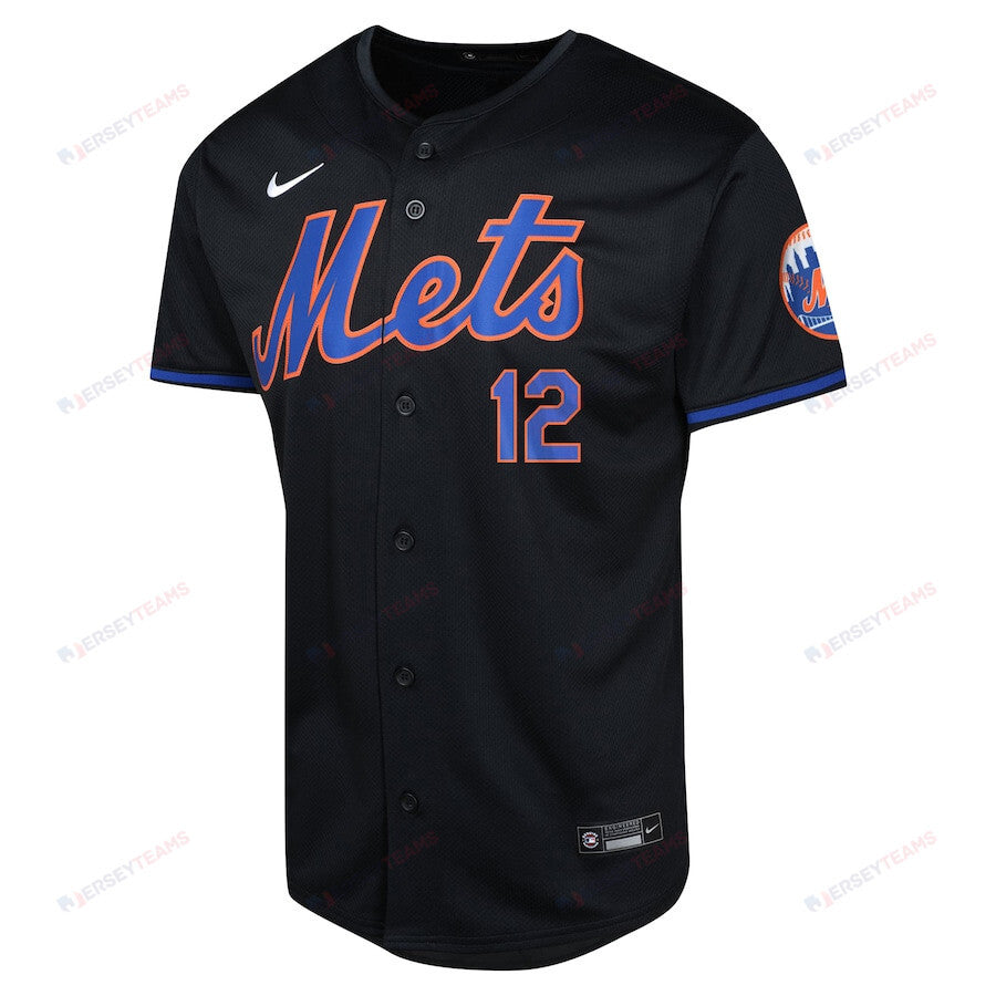 Francisco Lindor 12 New York Mets Alternate Limited YOUTH Jersey - Black