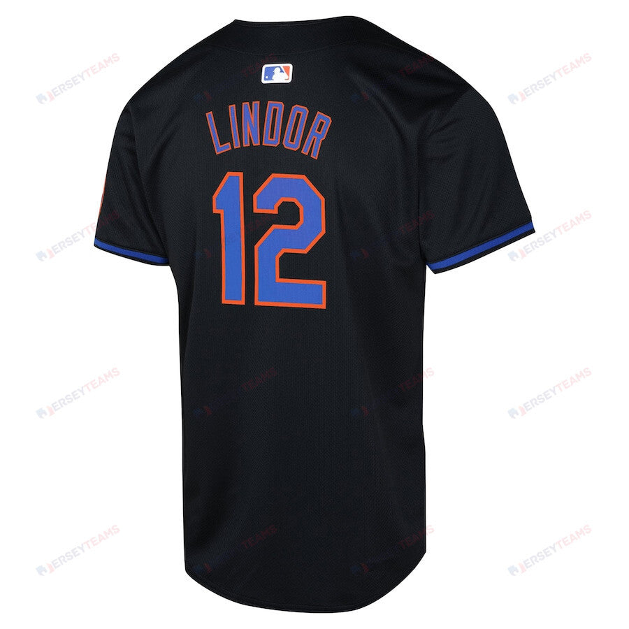 Francisco Lindor 12 New York Mets Alternate Limited YOUTH Jersey - Black
