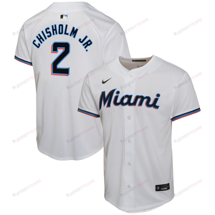 Jazz Chisholm Jr. 2 Miami Marlins Home Game YOUTH Jersey - White