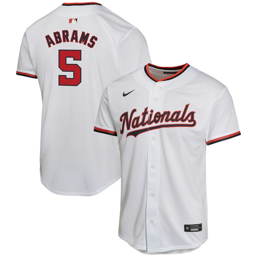 CJ Abrams 5 Washington Nationals Home Game YOUTH Jersey - White
