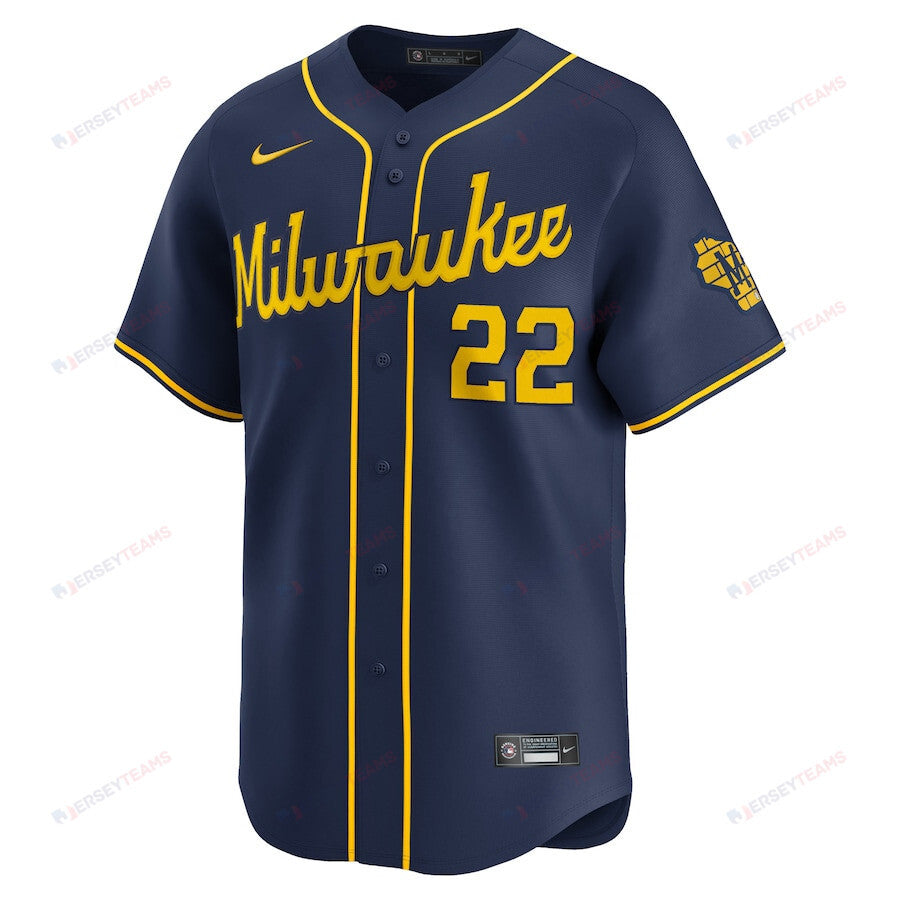 Christian Yelich 22 Milwaukee Brewers Alternate Limited Men Jersey - Navy