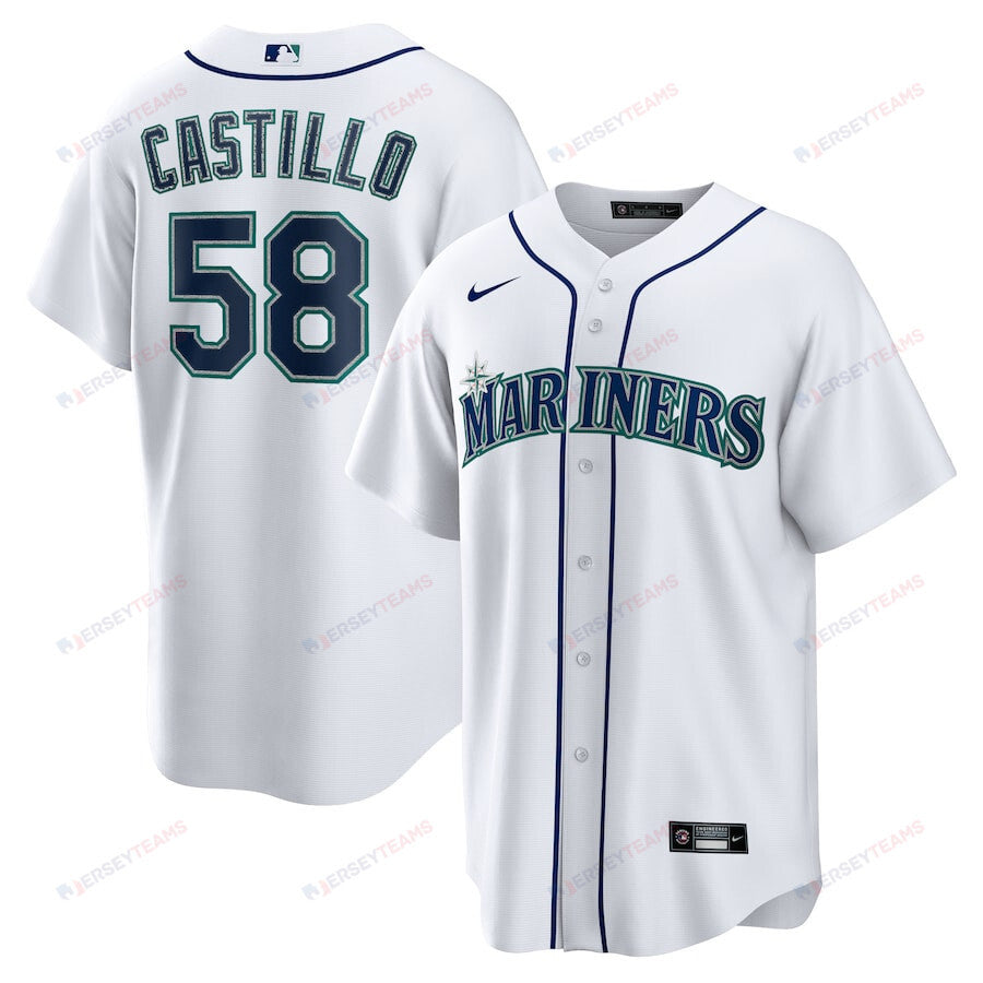Luis Castillo 58 Seattle Mariners Home Men Jersey - White