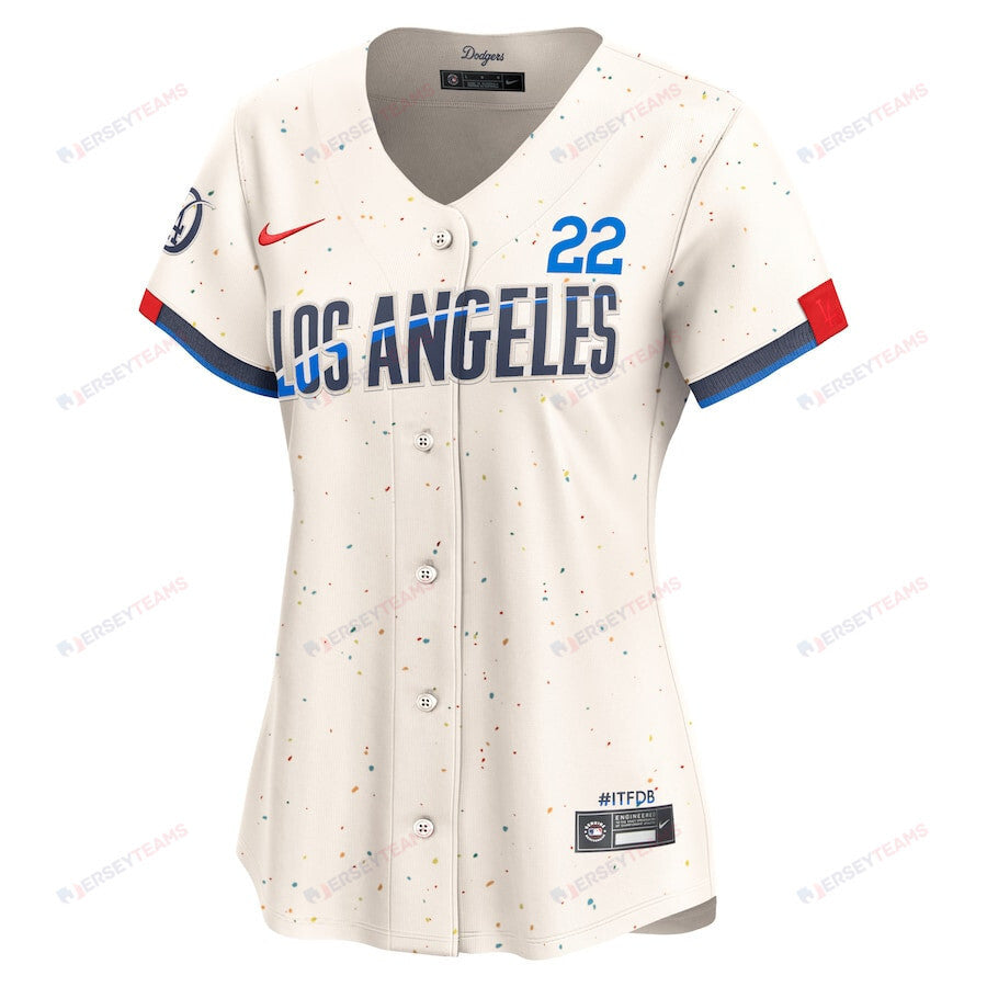 Clayton Kershaw 22 Los Angeles Dodgers 2024 City Connect Limited Women Jersey - Cream