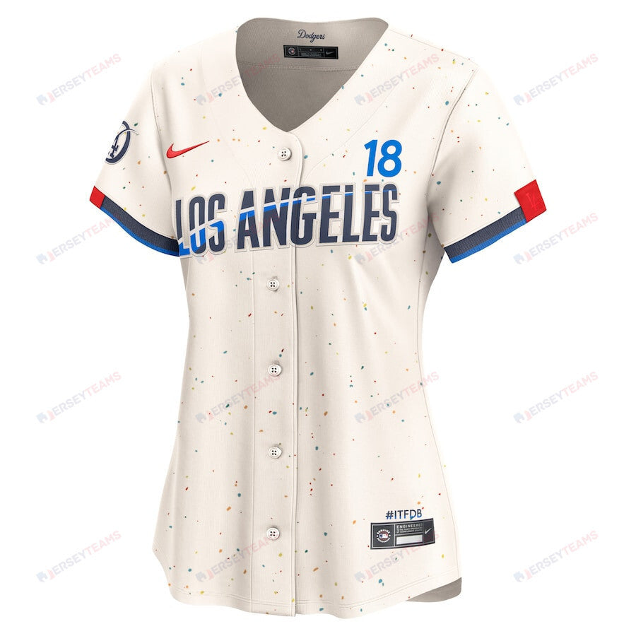 Yoshinobu Yamamoto 18 Los Angeles Dodgers 2024 City Connect Limited Women Jersey - Cream
