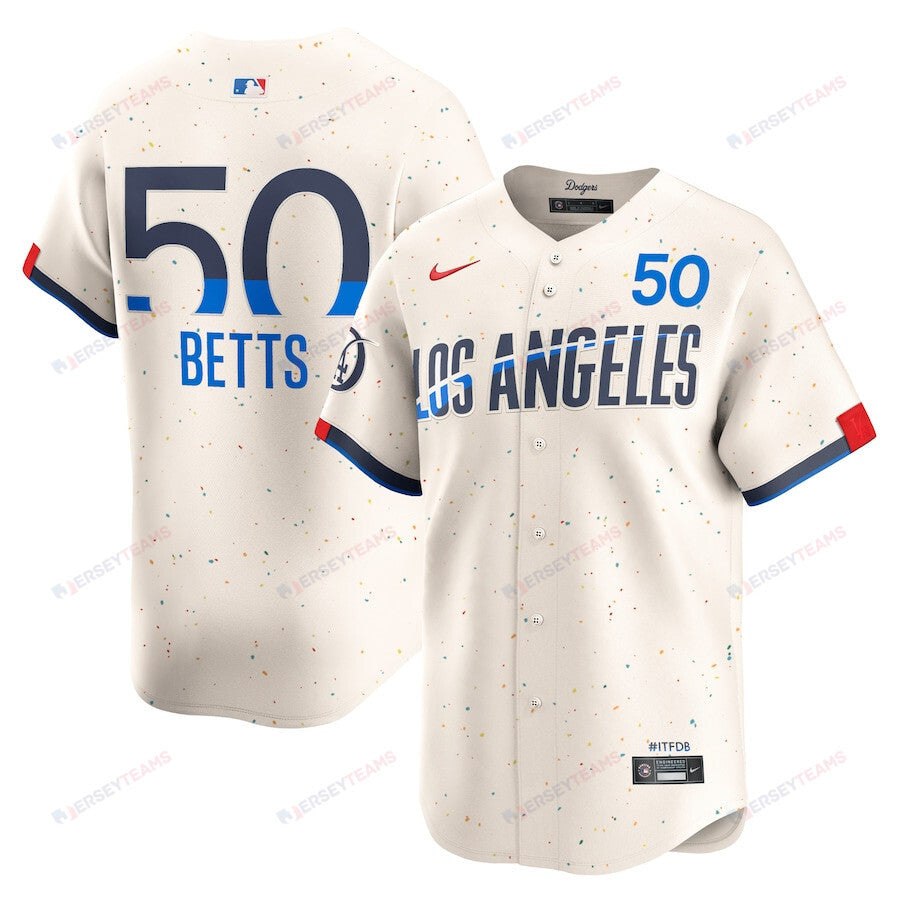 Mookie Betts 50 Los Angeles Dodgers 2024 City Connect Limited Men Jersey - Cream