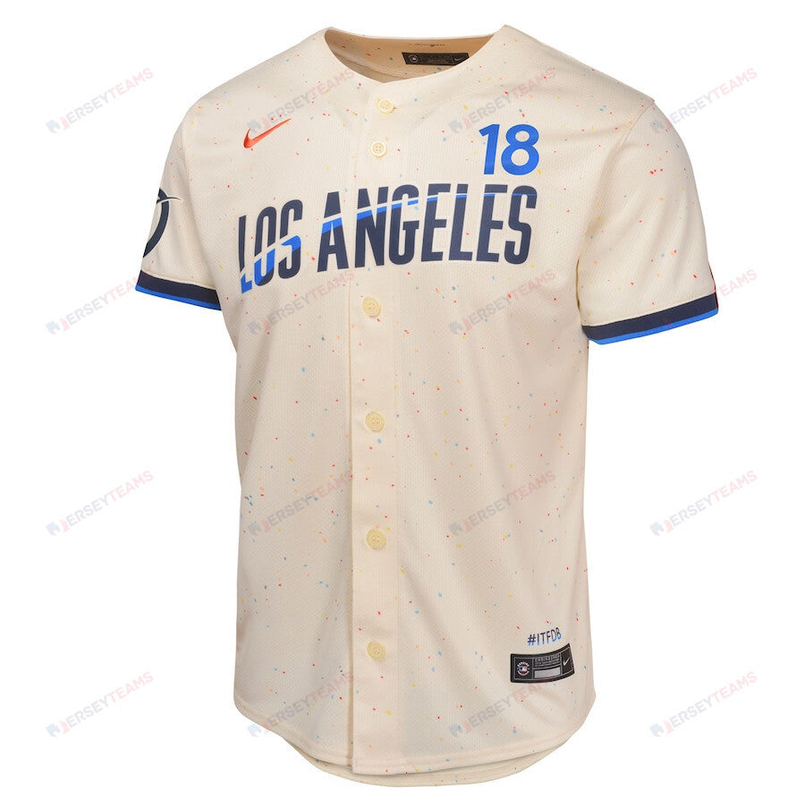 Yoshinobu Yamamoto 18 Los Angeles Dodgers 2024 City Connect Limited Youth Jersey - Cream