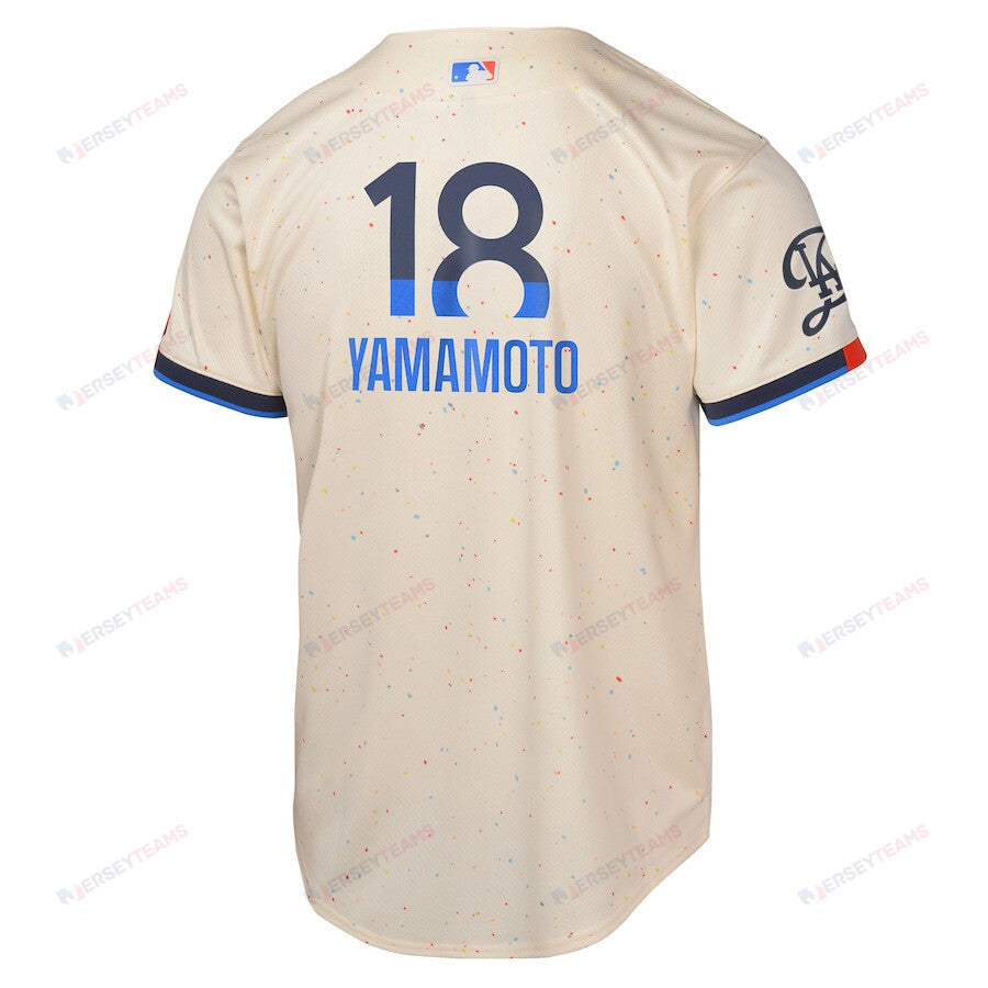 Yoshinobu Yamamoto 18 Los Angeles Dodgers 2024 City Connect Limited Youth Jersey - Cream
