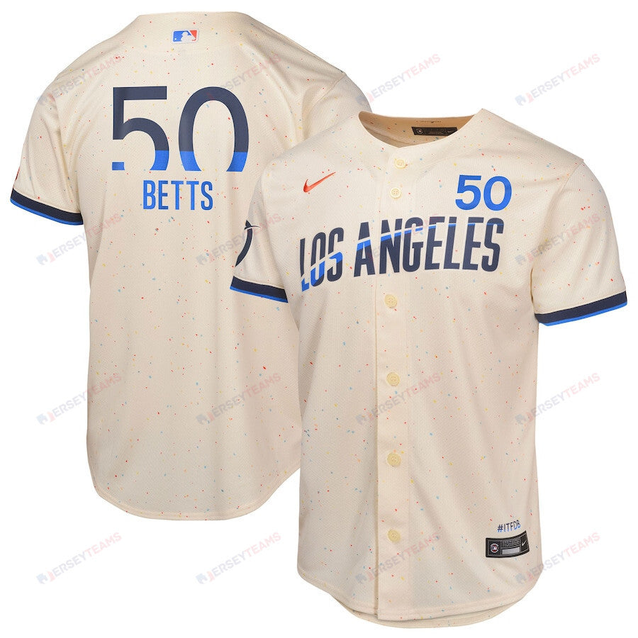 Mookie Betts 50 Los Angeles Dodgers 2024 City Connect Limited Youth Jersey - Cream