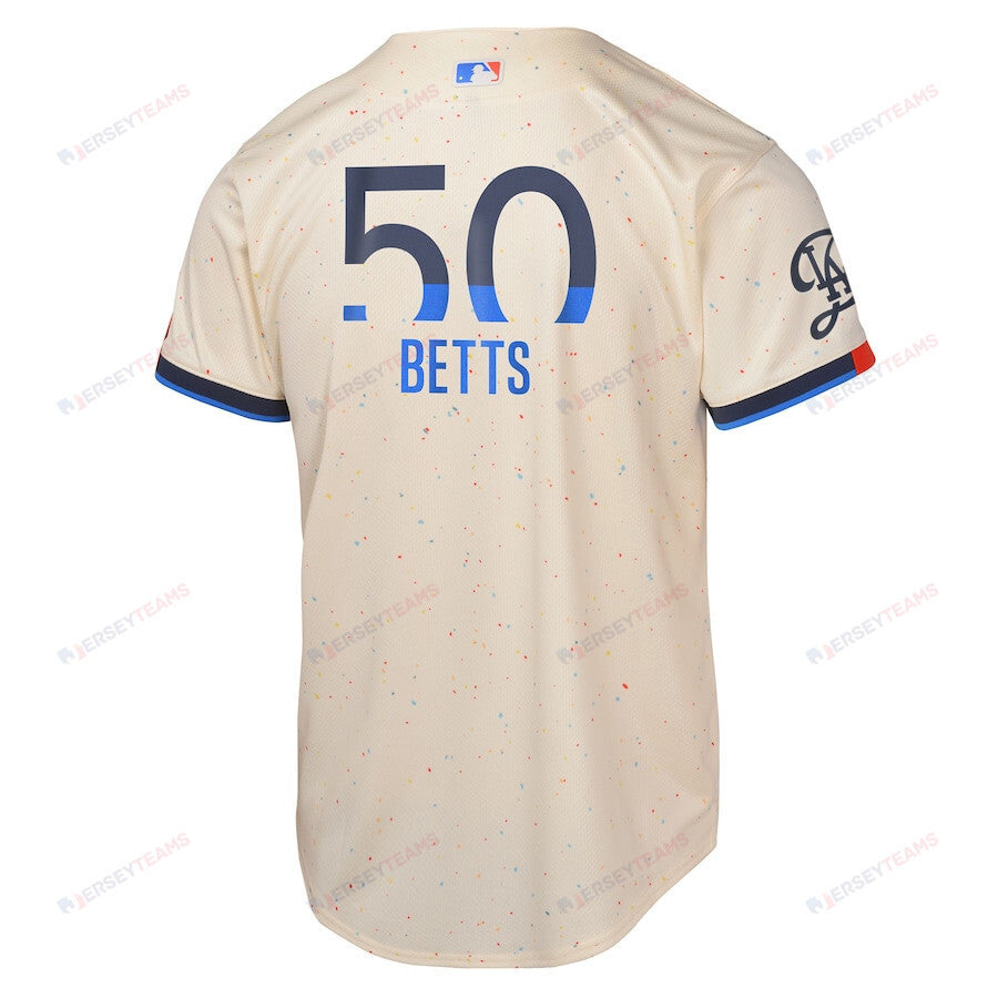 Mookie Betts 50 Los Angeles Dodgers 2024 City Connect Limited Youth Jersey - Cream